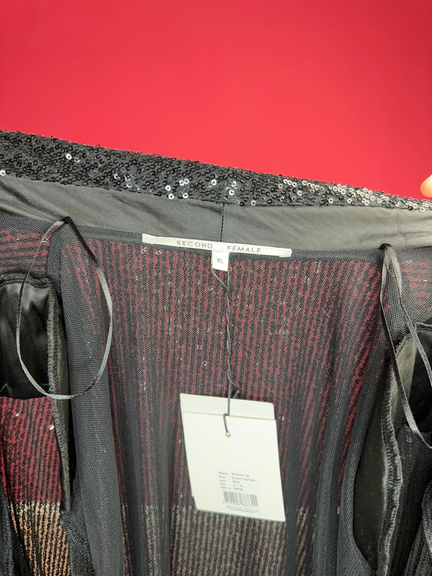 Jurk Second Female pailletten zwart - Maat XL
