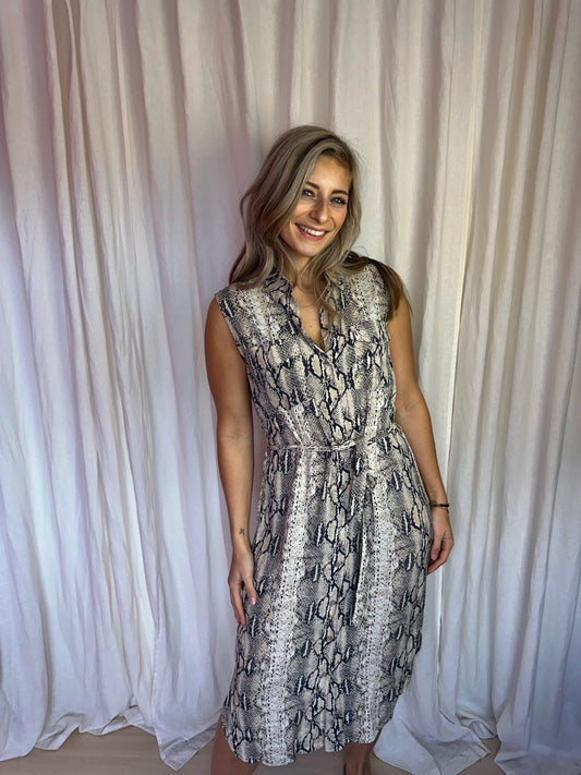 Jurk Set mouwloos slangenprint - Maat 38