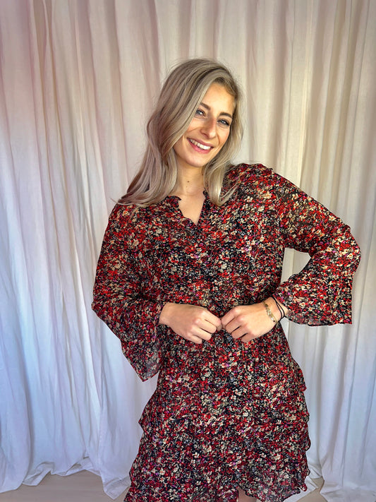 Jurk Set print rood - Maat 42