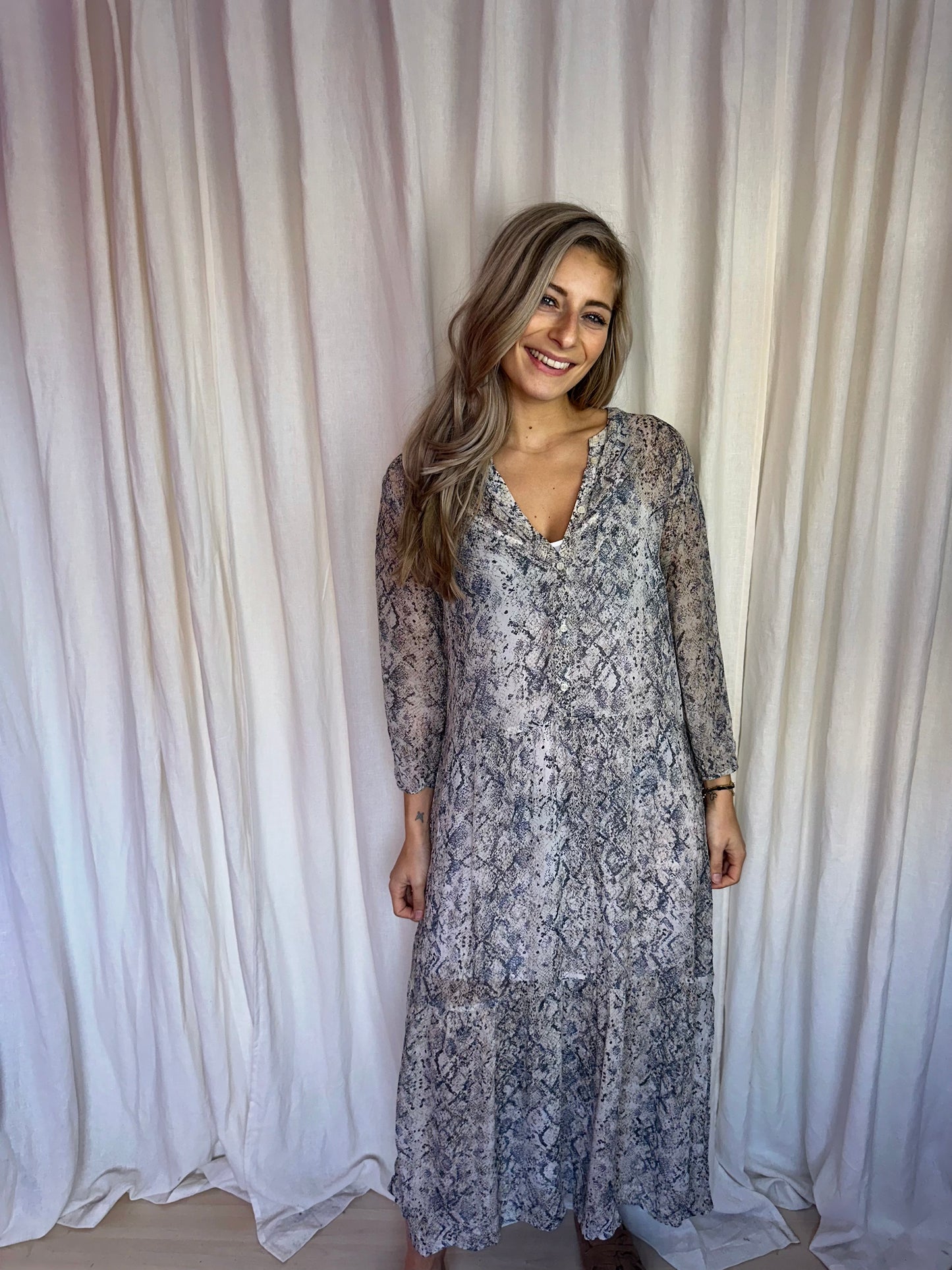 Jurk Set slangenprint wit - Maat 42