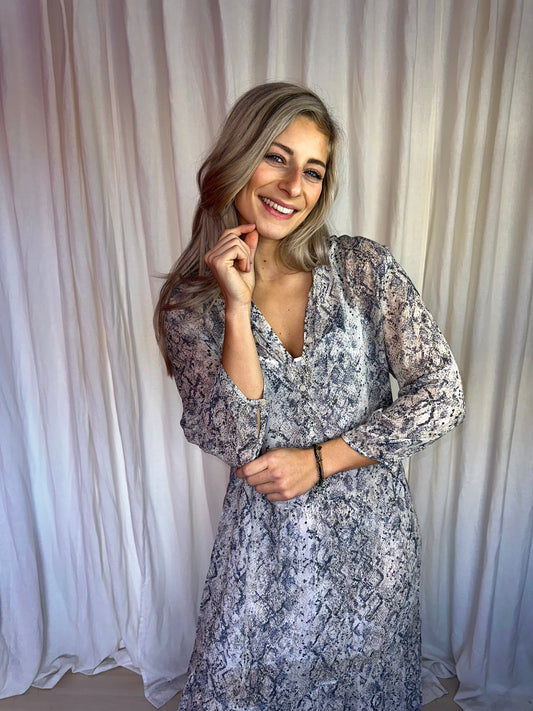Jurk Set slangenprint wit - Maat 42