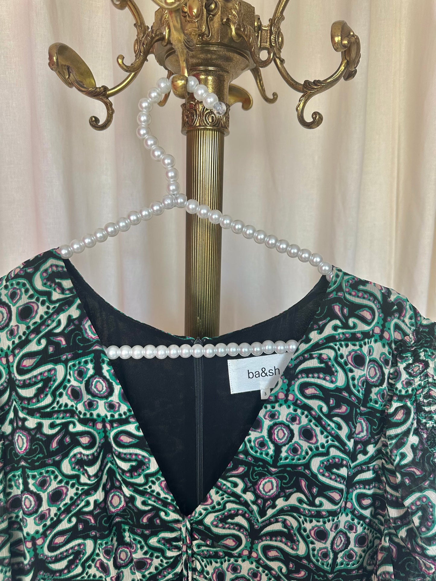 Jurk ba&sh print groen/zwart - maat 3 (L)