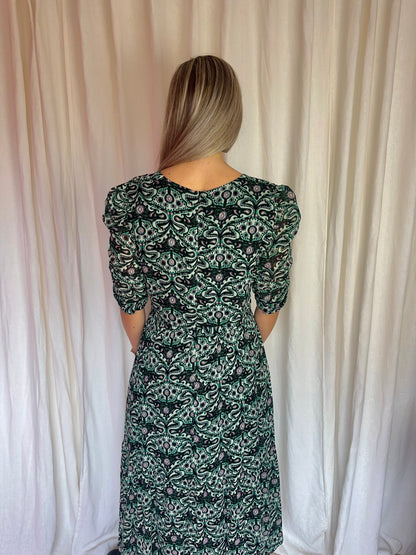 Jurk ba&sh print groen/zwart - maat 3 (L)