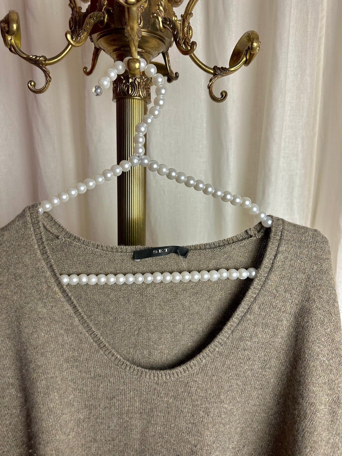 Jurk gebreid SET taupe - Maat L