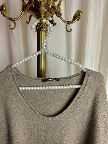 Jurk gebreid SET taupe - Maat L