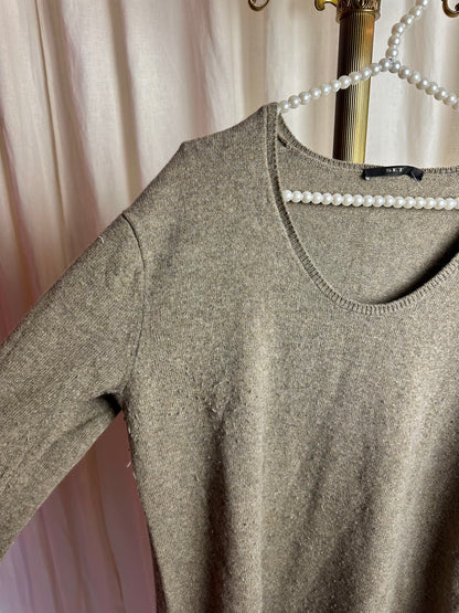 Jurk gebreid SET taupe - Maat L