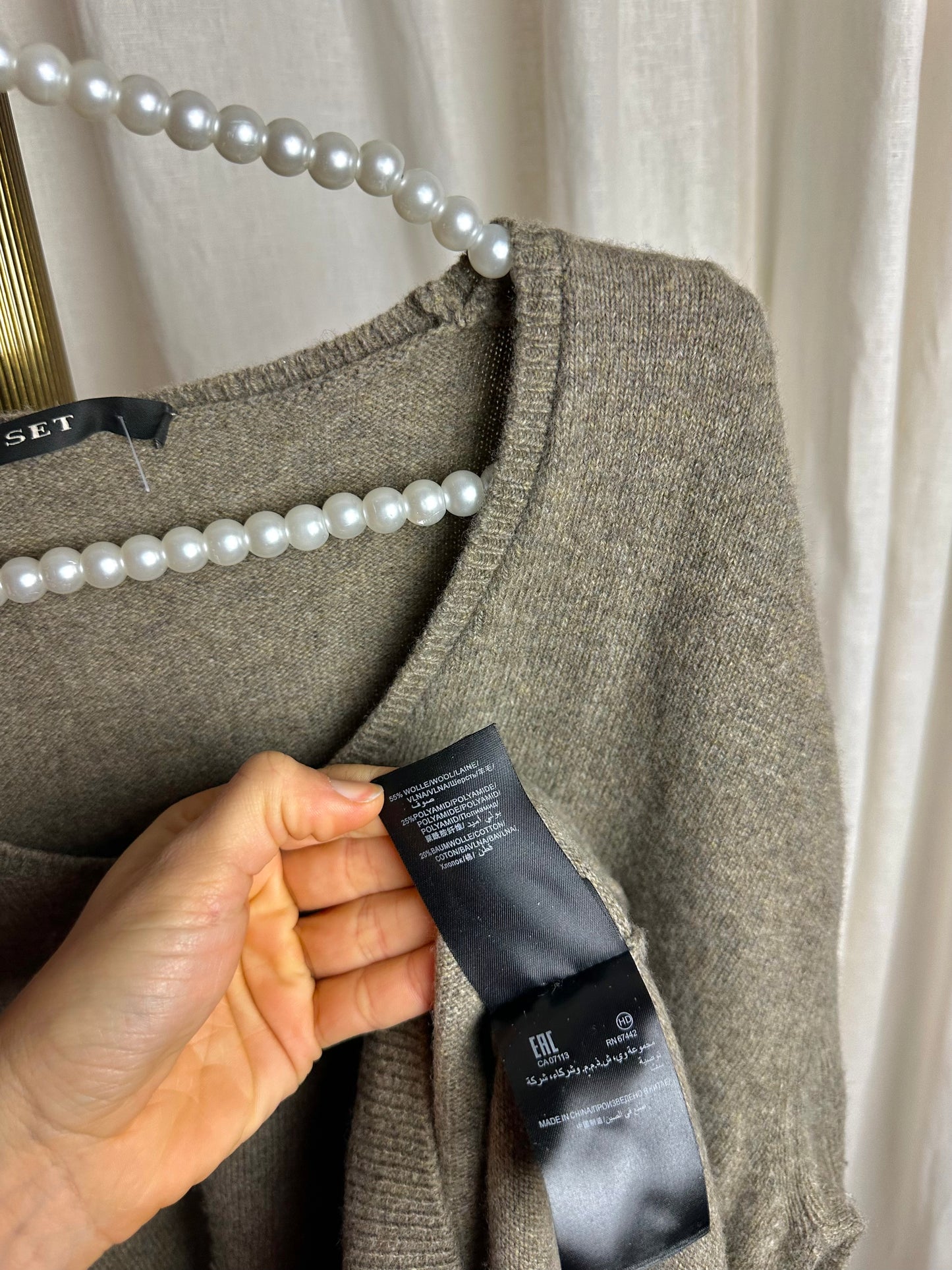Jurk gebreid SET taupe - Maat L