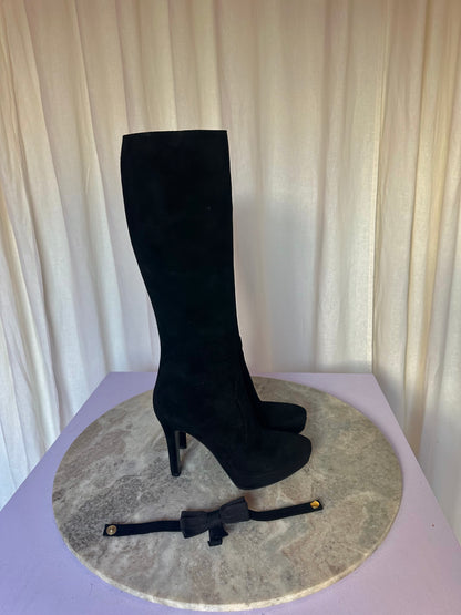 Laarzen Calexis suede strik hoog zwart maat 36,5