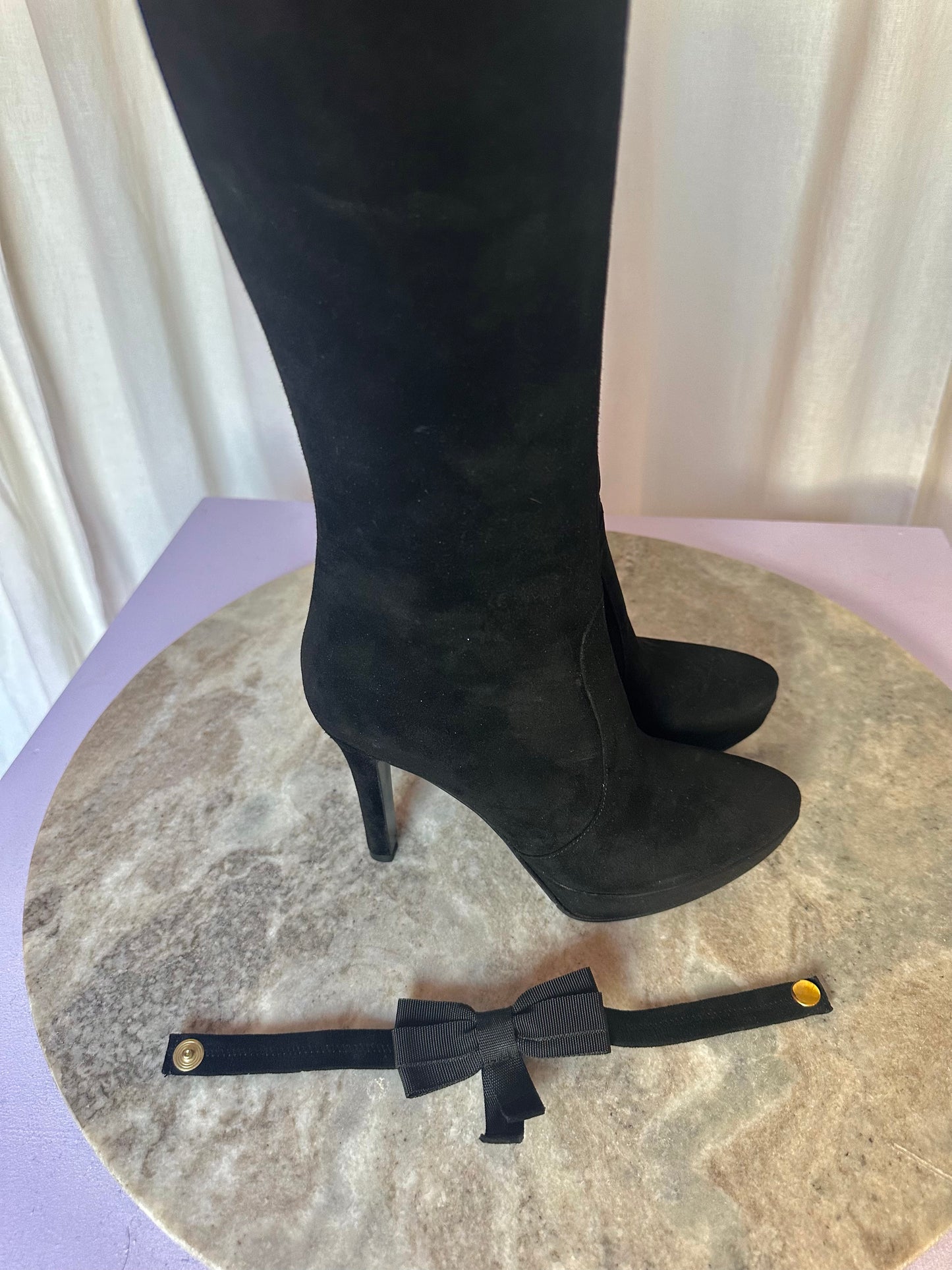 Laarzen Calexis suede strik hoog zwart maat 36,5
