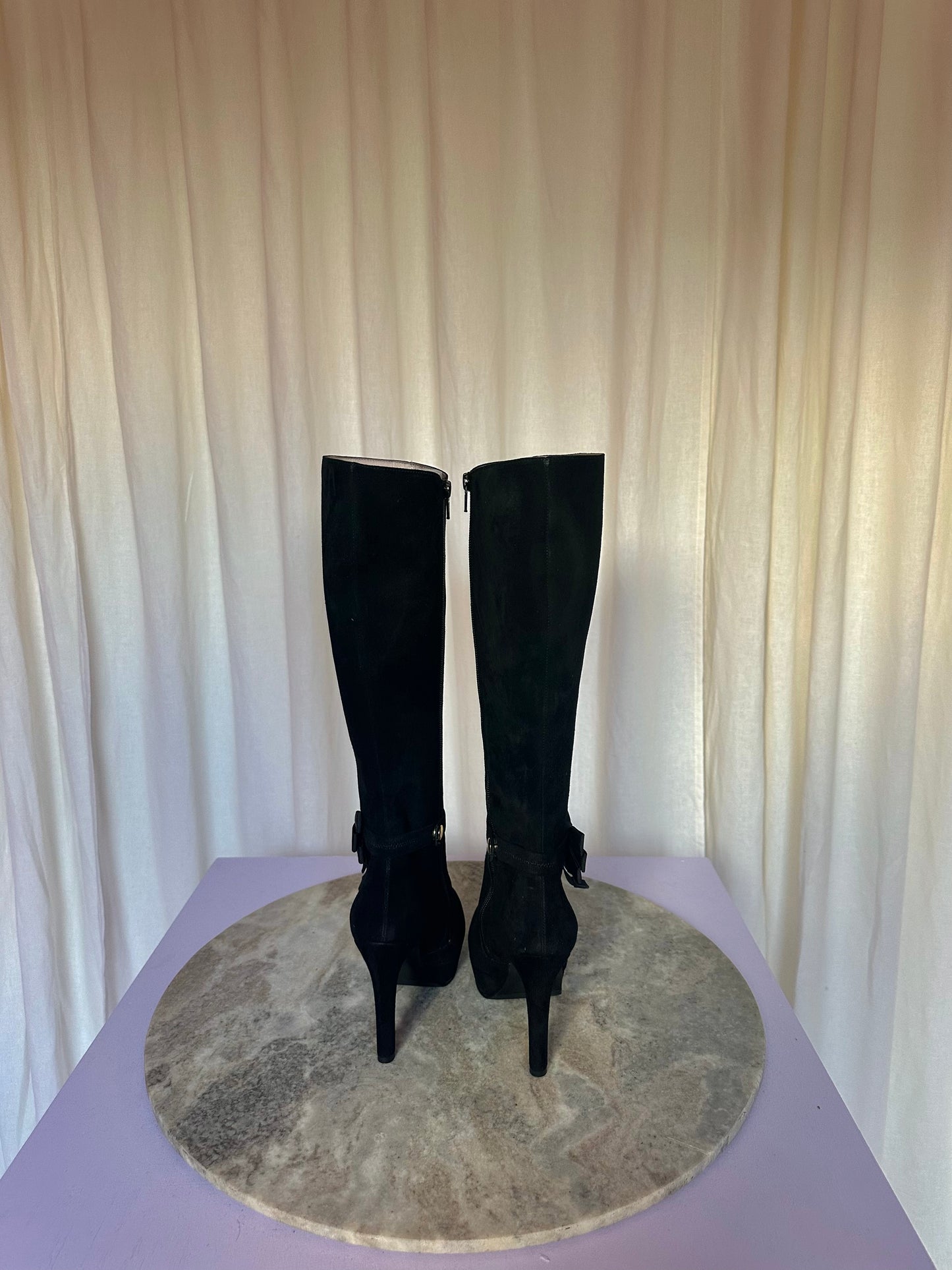 Laarzen Calexis suede strik hoog zwart maat 36,5