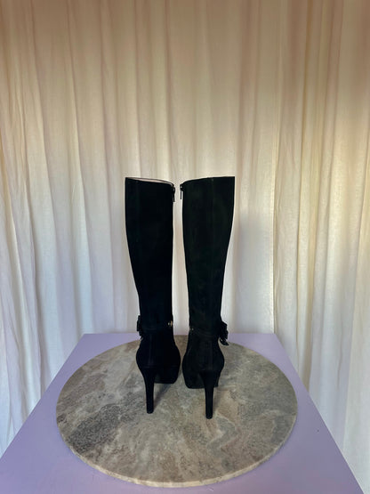Laarzen Calexis suede strik hoog zwart maat 36,5