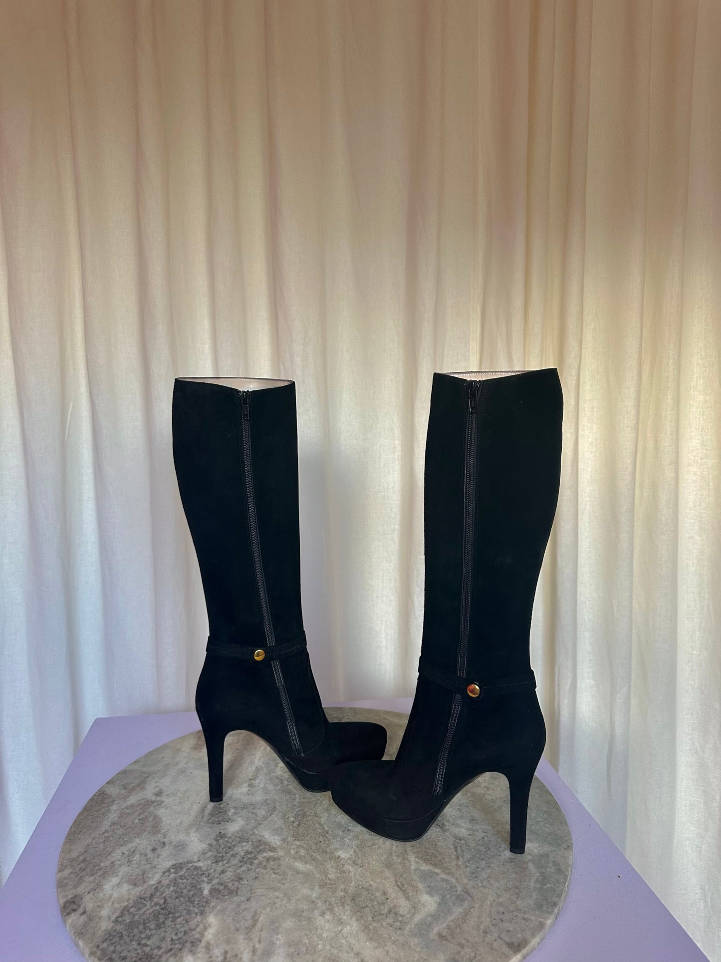 Laarzen Calexis suede strik hoog zwart maat 36,5