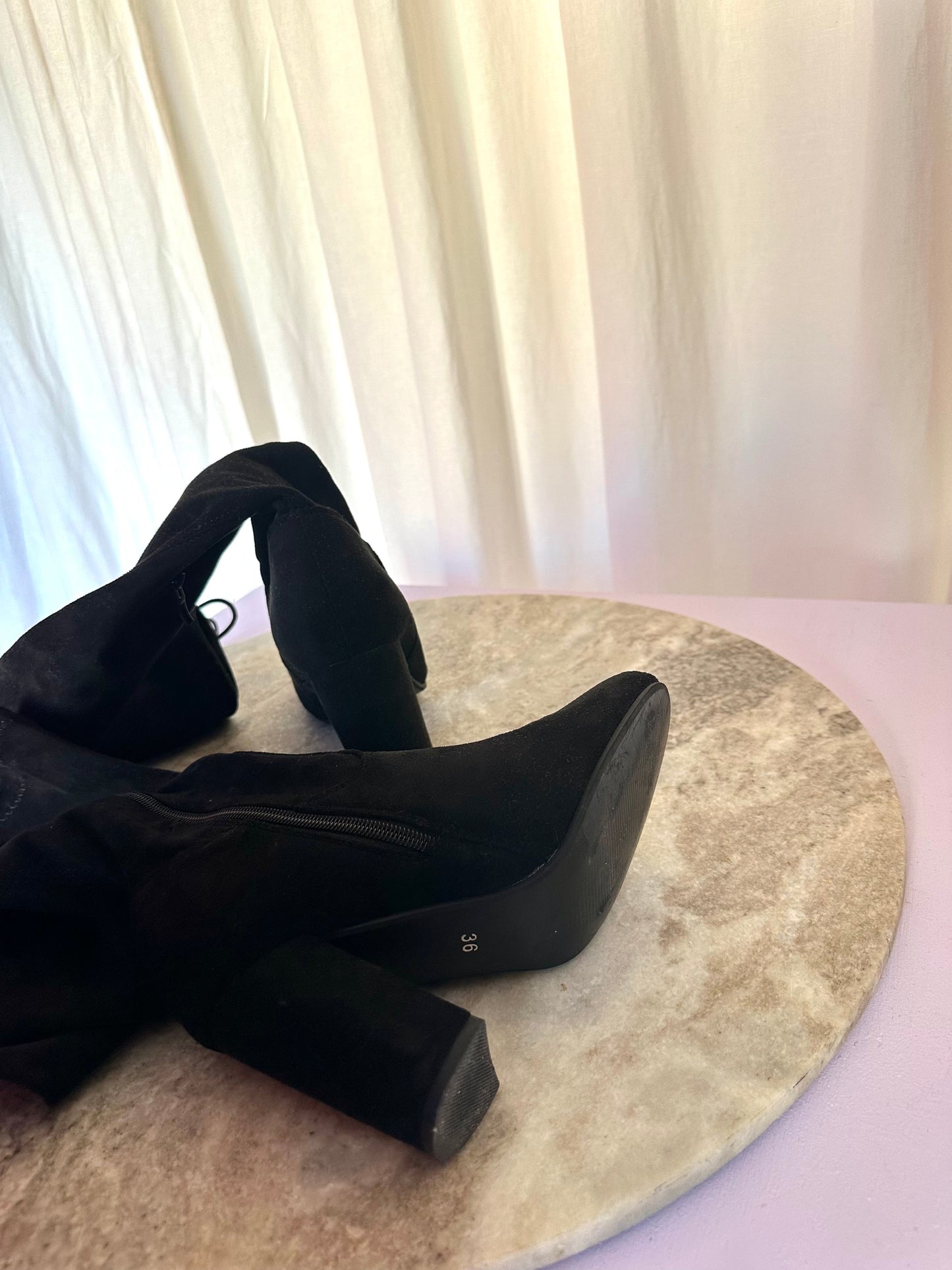 Laarzen Ideal overknee suedine zwart maat 36