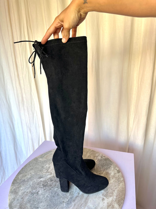Laarzen Ideal overknee suedine zwart maat 36
