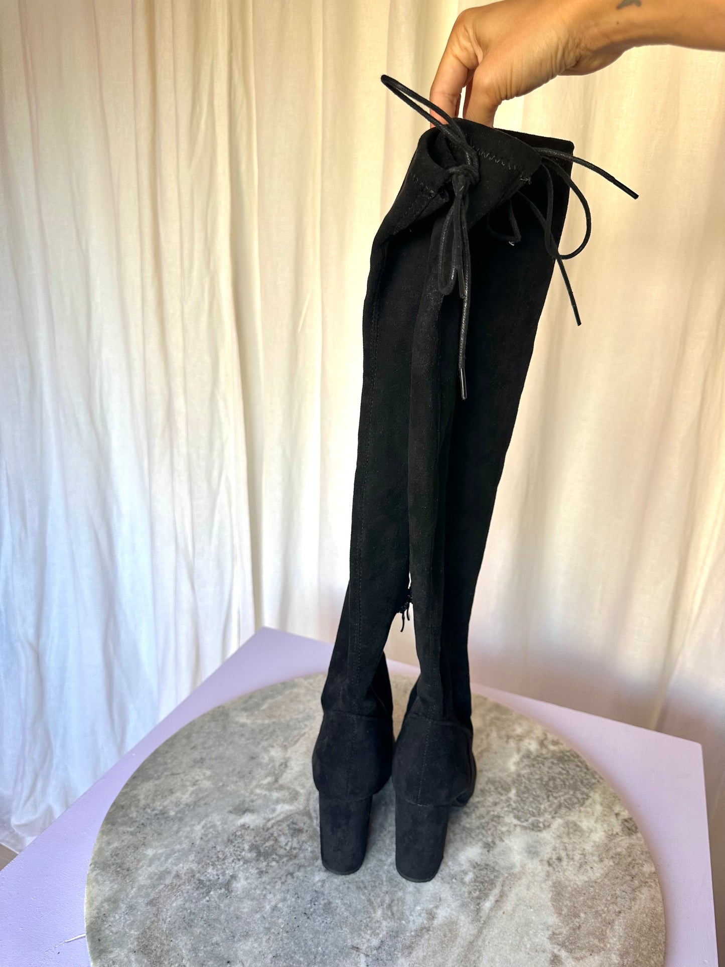 Laarzen Ideal overknee suedine zwart maat 36
