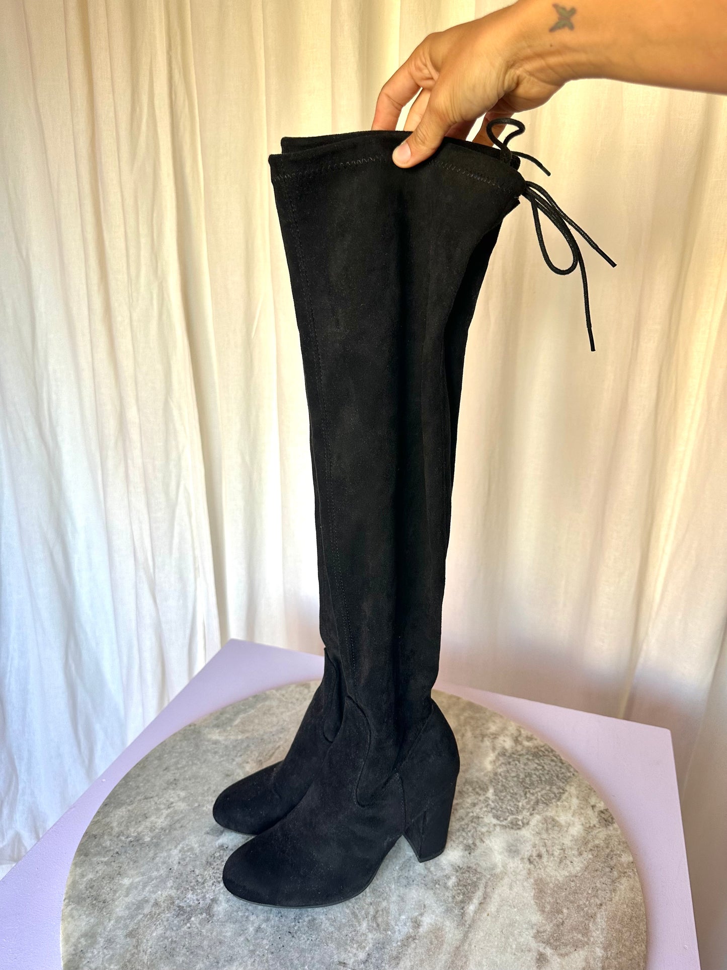 Laarzen Ideal overknee suedine zwart maat 36