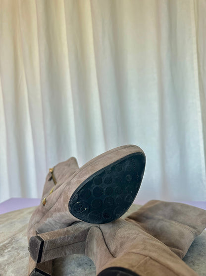 Laarzen Unisa suede hak taupe maat 37