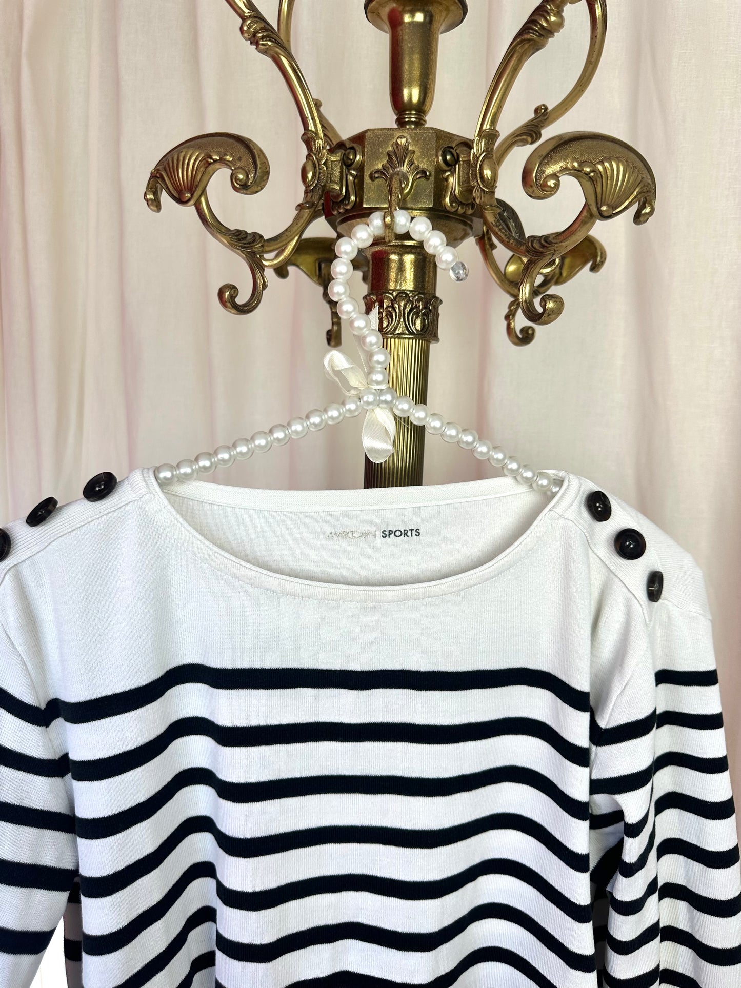 Longsleeve Marccain streep wit,zwart maat 3