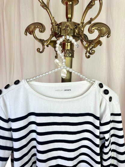 Longsleeve Marccain streep wit,zwart maat 3