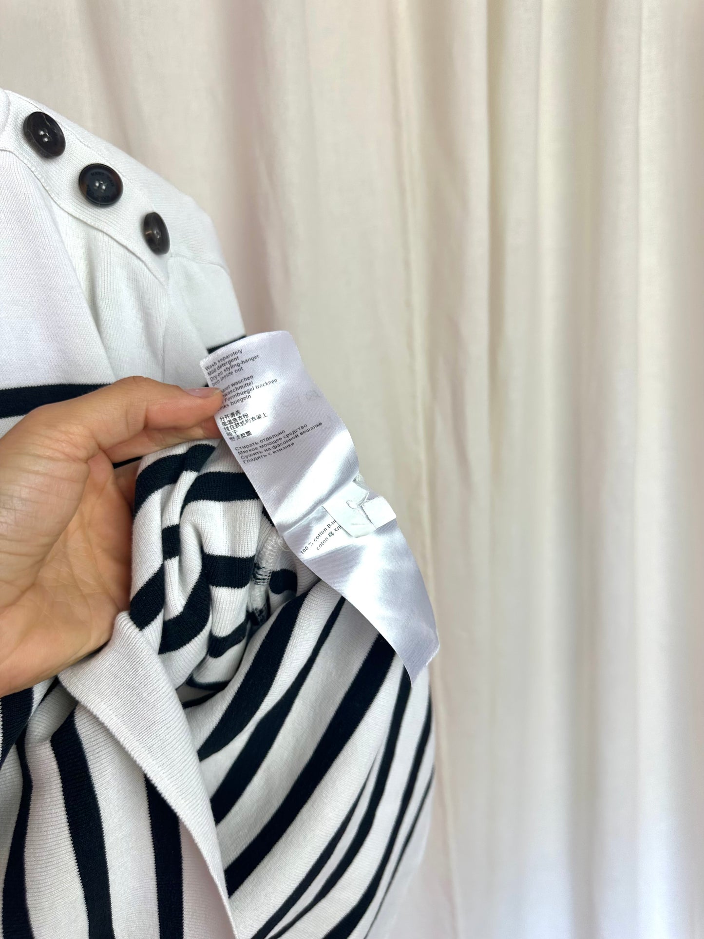 Longsleeve Marccain streep wit,zwart maat 3