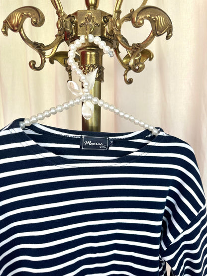 Longsleeve Marine streep donkerblauw,wit maat M