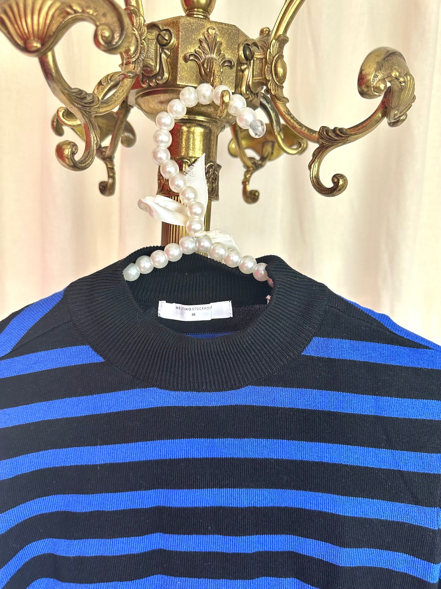 Longsleeve Melting Stockholm streep cobalt,zwart maat XS