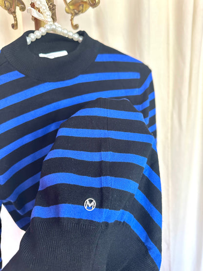 Longsleeve Melting Stockholm streep cobalt,zwart maat XS