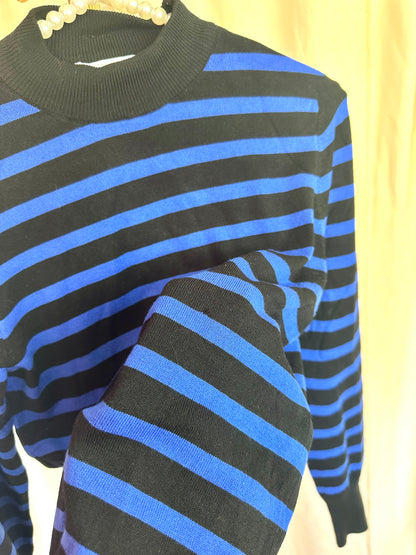 Longsleeve Melting Stockholm streep cobalt,zwart maat XS
