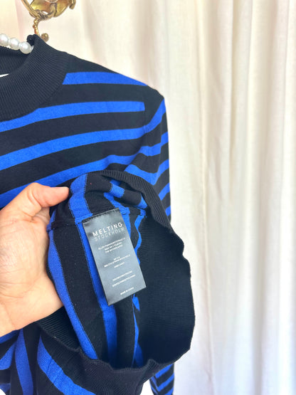 Longsleeve Melting Stockholm streep cobalt,zwart maat XS