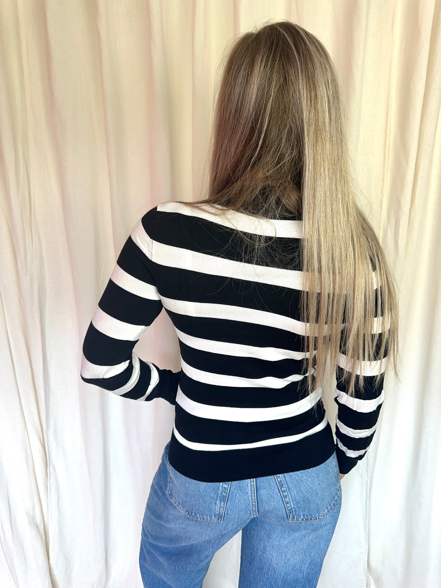Longsleeve Melting Stockholm streep zwart,creme maat XS