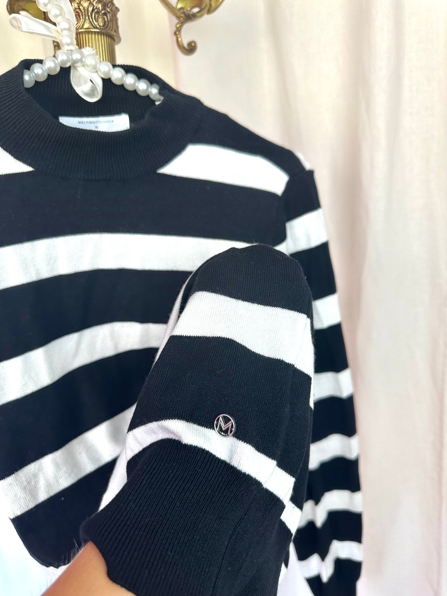 Longsleeve Melting Stockholm streep zwart,creme maat XS