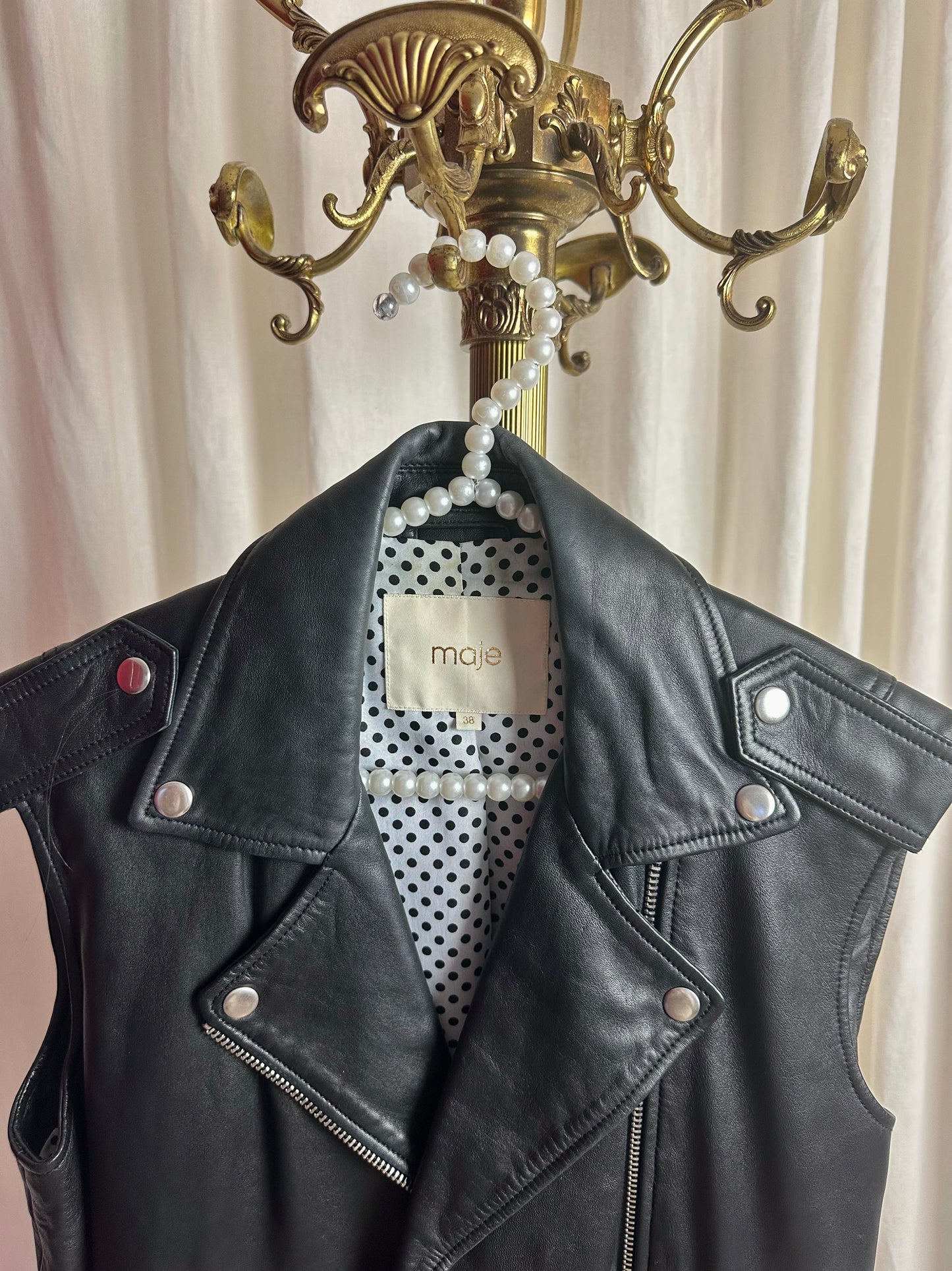 Gilet Maje biker Baldwin lamsleer zwart - maat 38 (M)