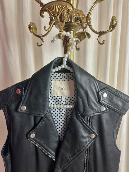 Gilet Maje biker Baldwin lamsleer zwart - maat 38 (M)