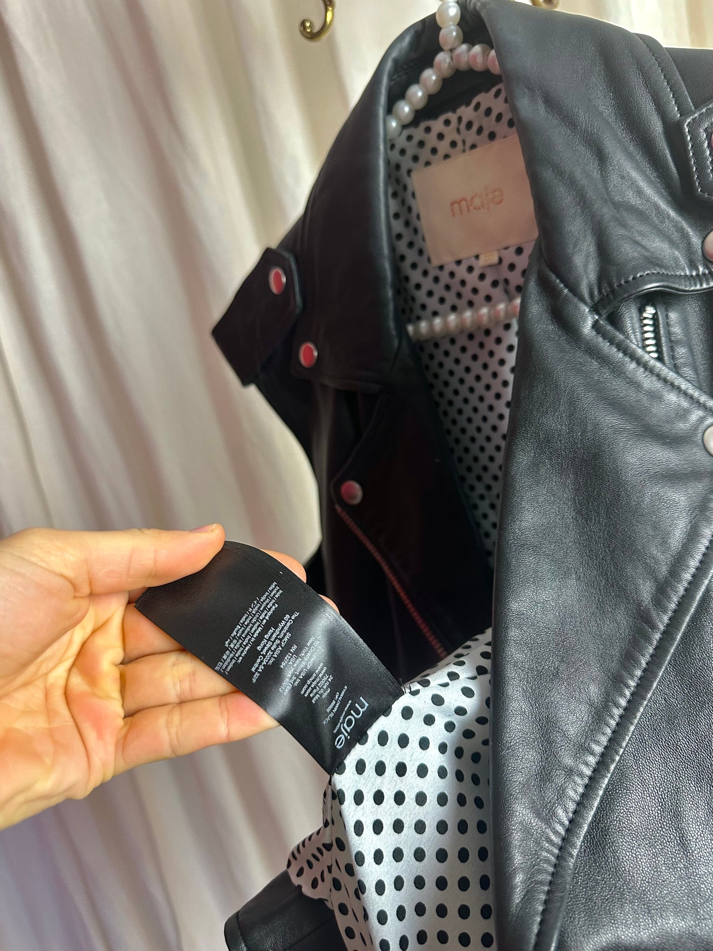 Gilet Maje biker Baldwin lamsleer zwart - maat 38 (M)