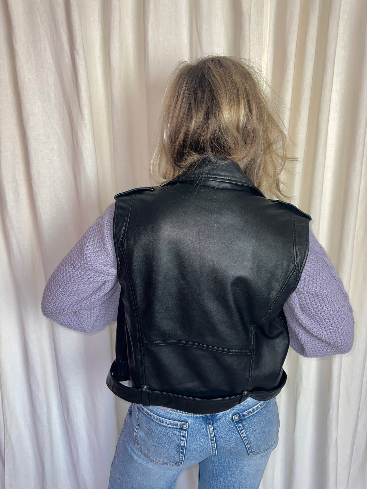 Gilet Maje biker Baldwin lamsleer zwart - maat 38 (M)