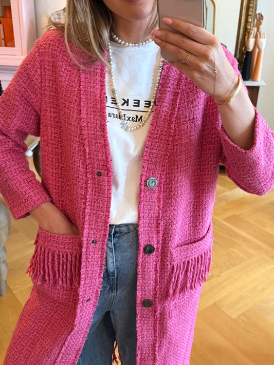 Jas PINKO tweed roze - Maat L