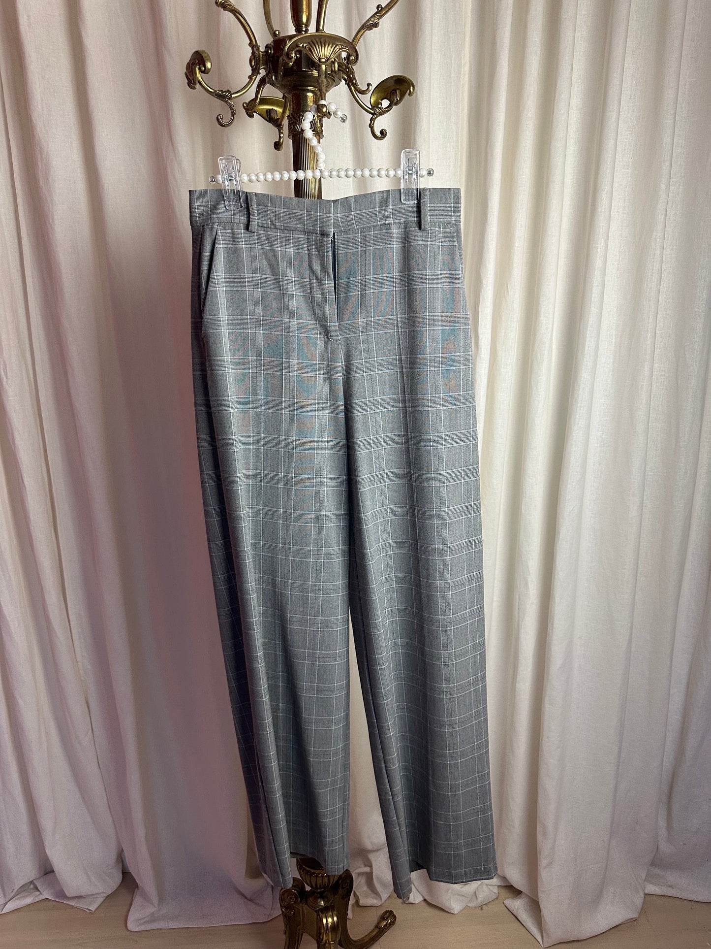 Pantalon Bershka ruit grijs maat 34
