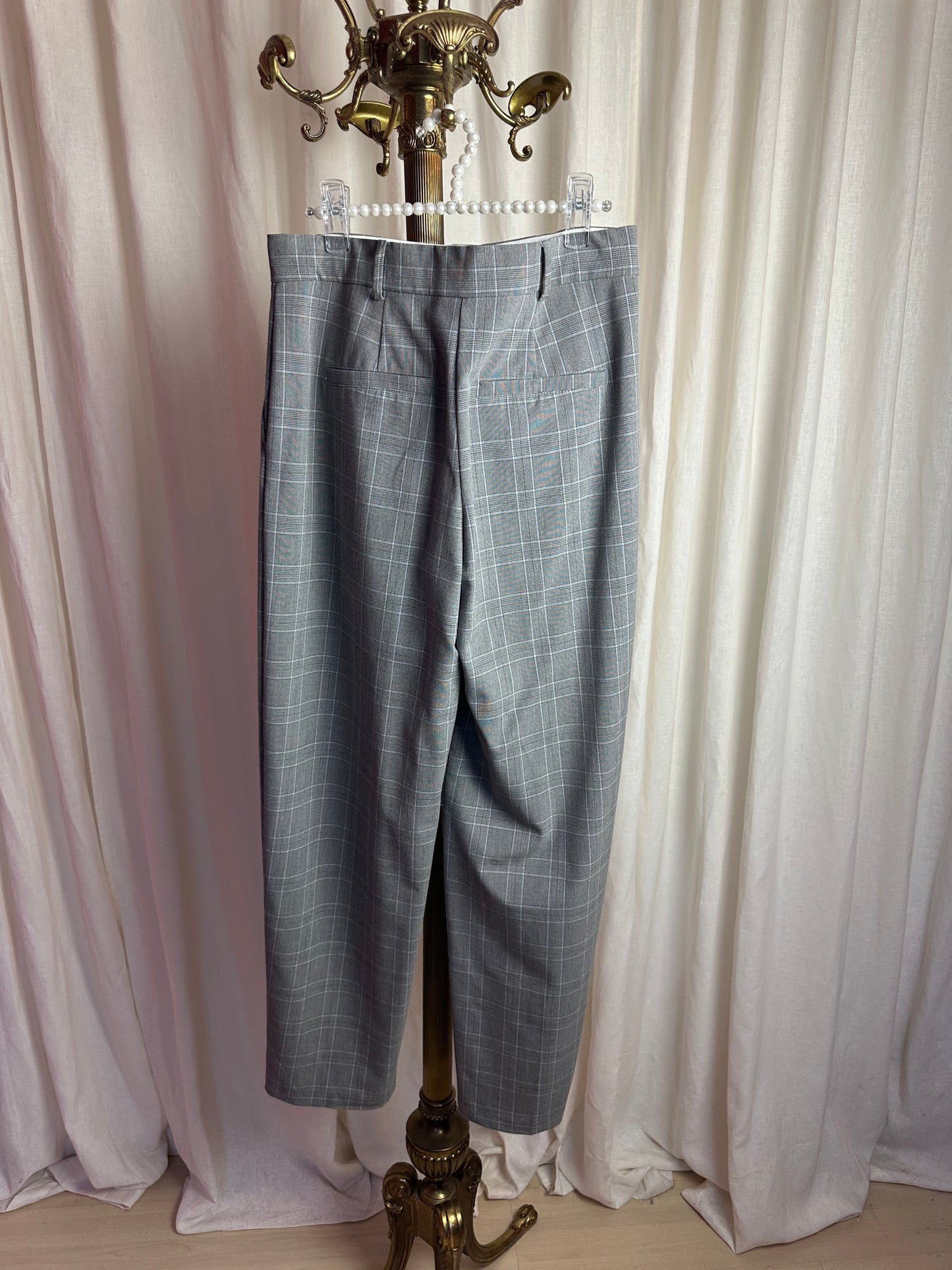 Pantalon Bershka ruit grijs maat 34