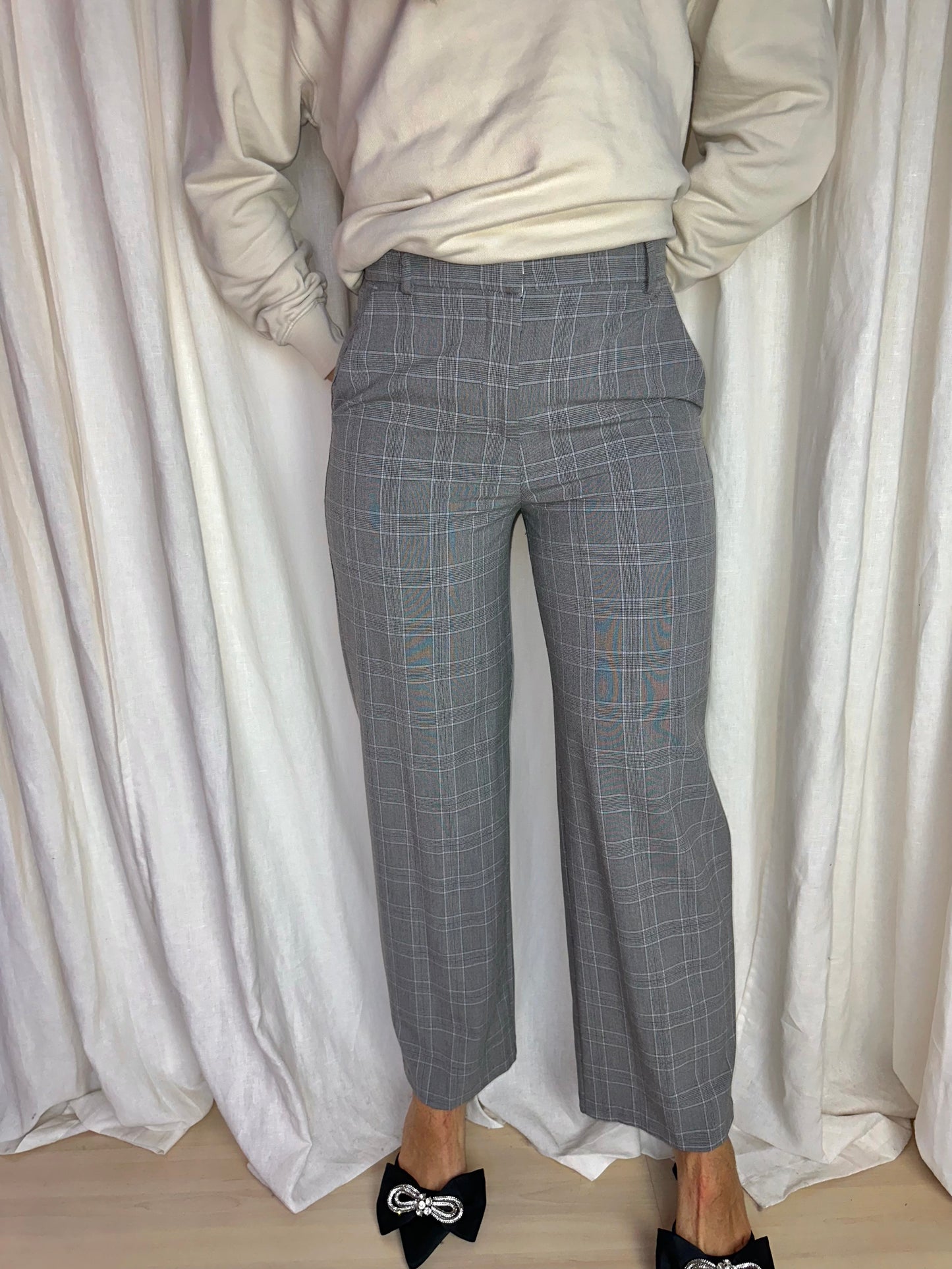 Pantalon Bershka ruit grijs maat 34