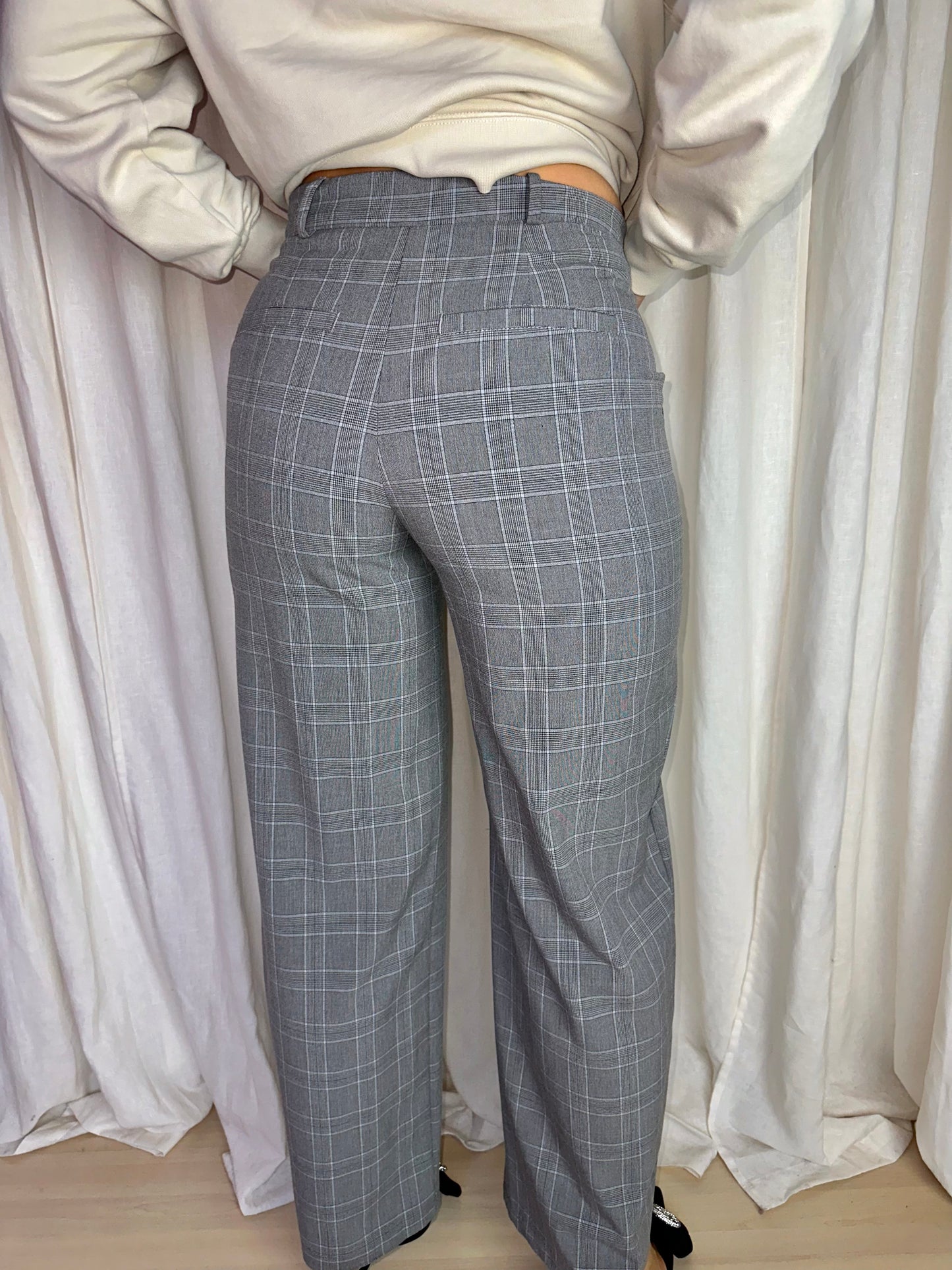 Pantalon Bershka ruit grijs maat 34