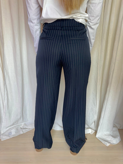 Pantalon Drôle de copine pinstripe donkerblauw maat M