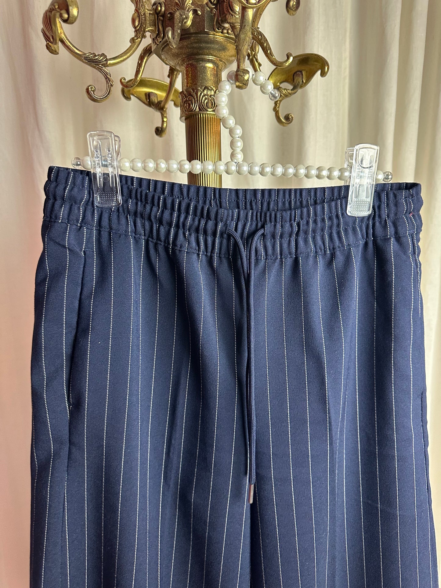 Pantalon H&M Divided streep donkerblauw,wit maat XXS