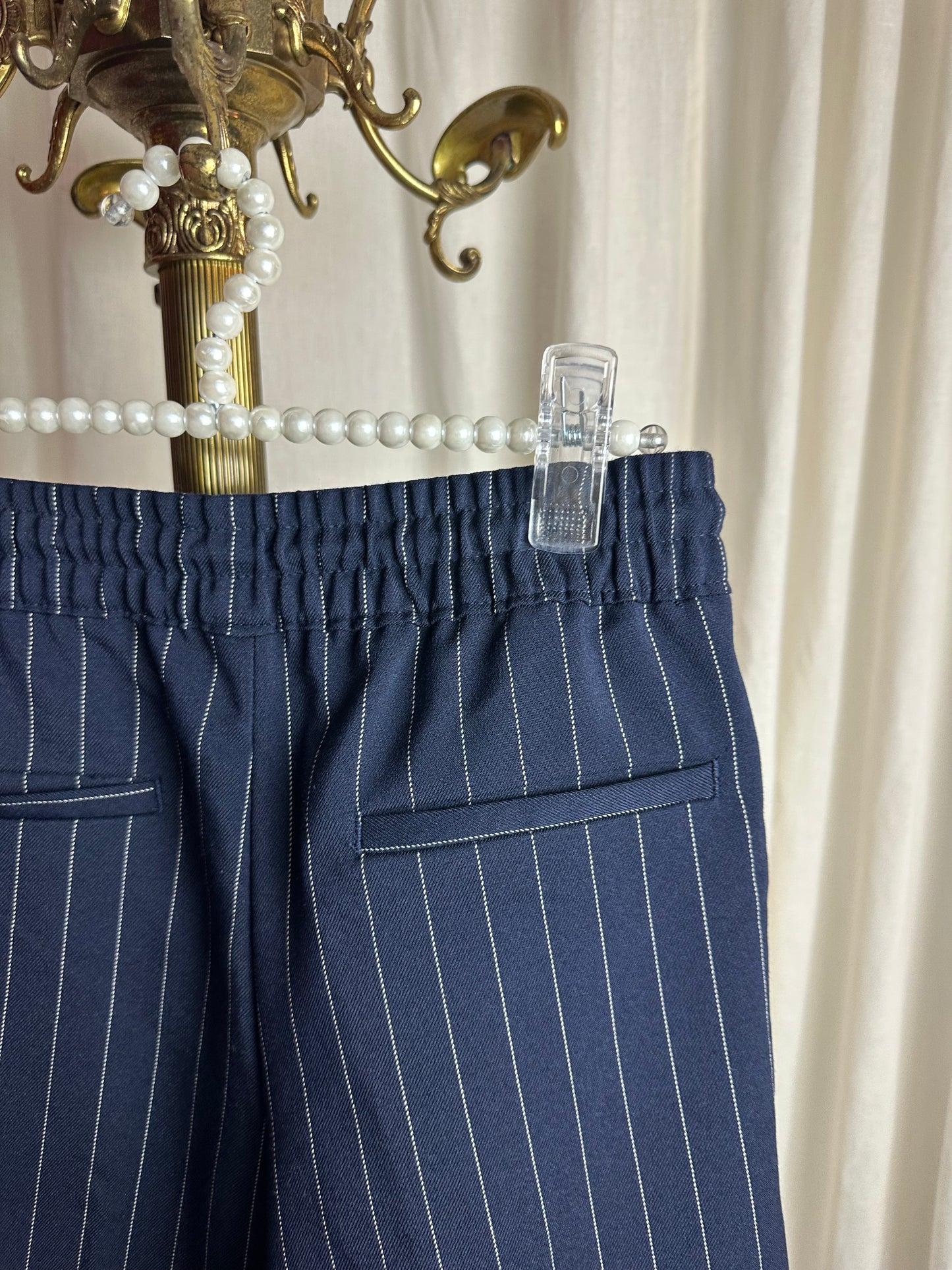 Pantalon H&M Divided streep donkerblauw,wit maat XXS