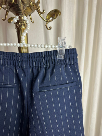 Pantalon H&M Divided streep donkerblauw,wit maat XXS