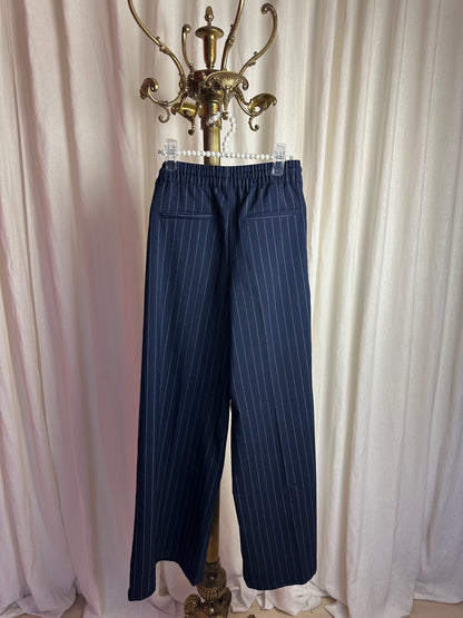 Pantalon H&M Divided streep donkerblauw,wit maat XXS