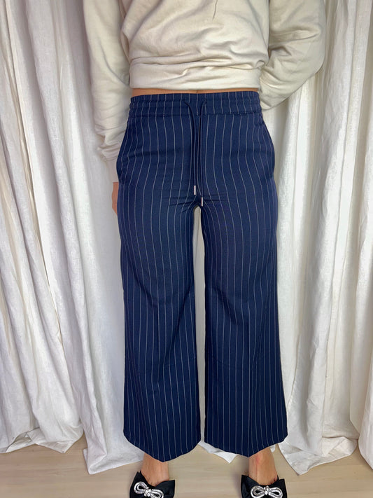 Pantalon H&M Divided streep donkerblauw,wit maat XXS