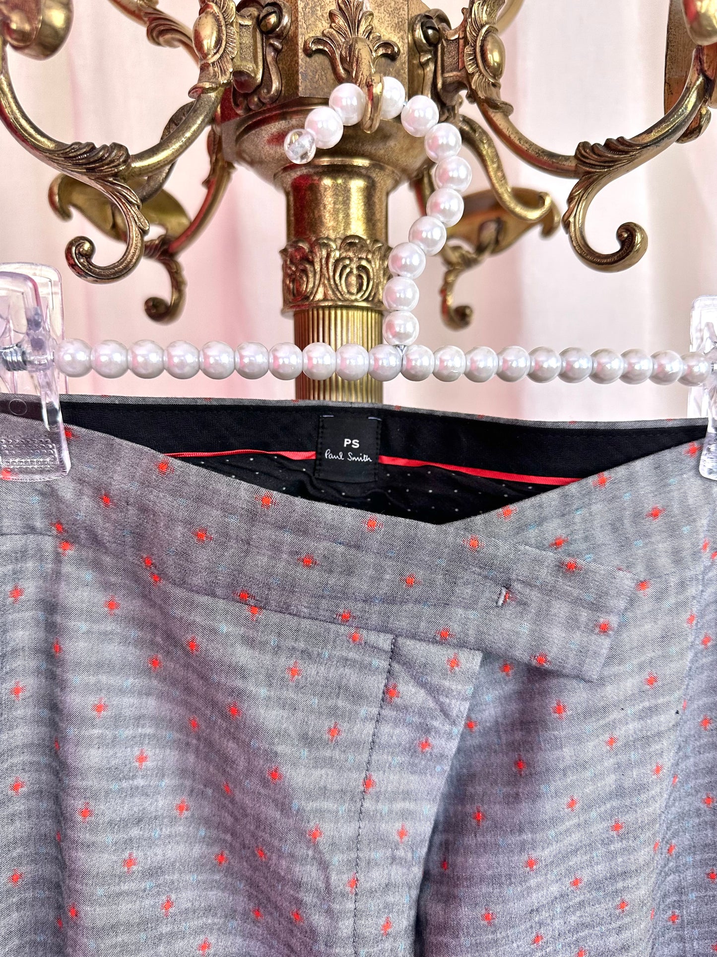 Pantalon Paul Smith grijs sterrenprint rood