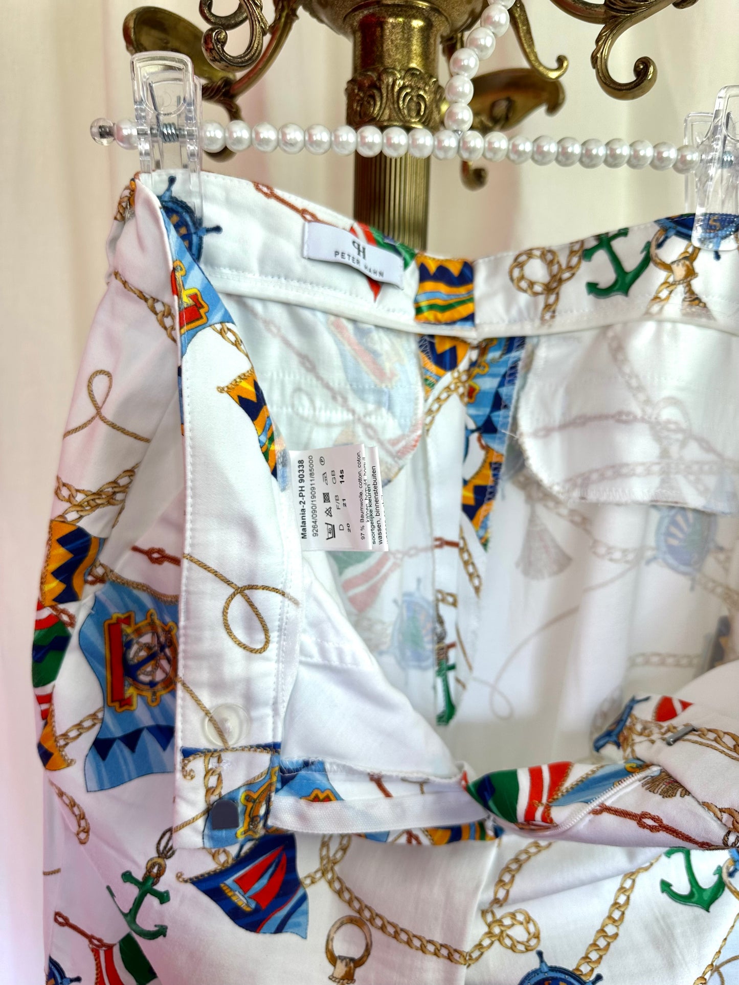 Pantalon Peter Hann wit print kettingen maat 40