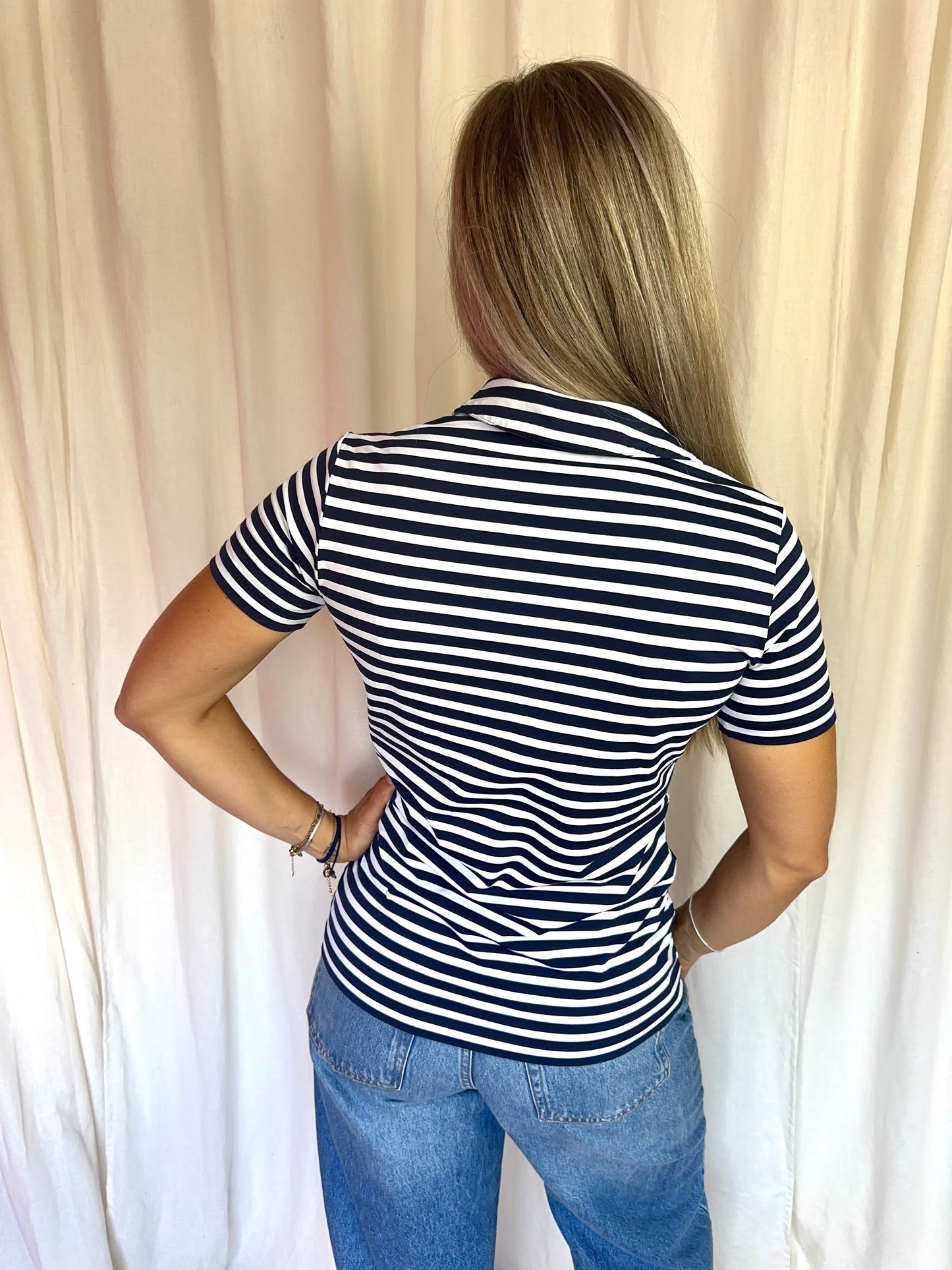 Polo Brax Golf korte mouw streep donkerblauw,wit maat M