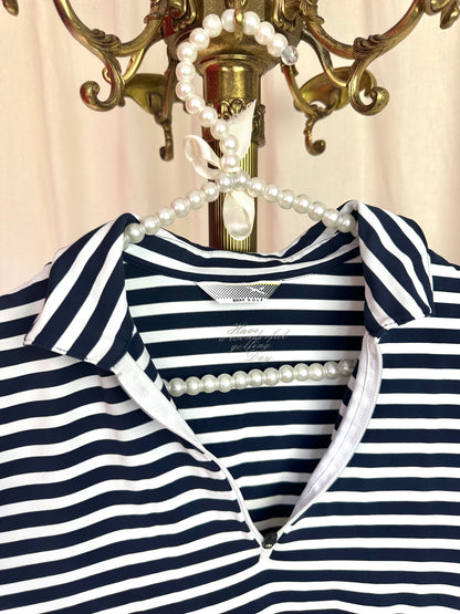 Polo Brax Golf korte mouw streep donkerblauw,wit maat M